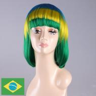 flagwigs, football wigs, fan wigs, afro wigs, mullet wigs, bob wigs, euro wigs,  premier league wigs,Brazil Bob Wig 