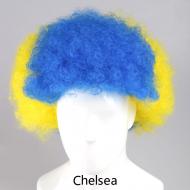 flagwigs, football wigs, fan wigs, afro wigs, mullet wigs, bob wigs, euro wigs,  premier league wigs,Chelsea Afro Wig