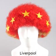 flagwigs, football wigs, fan wigs, afro wigs, mullet wigs, bob wigs, euro wigs,  premier league wigs,Liverpool Afro Wig