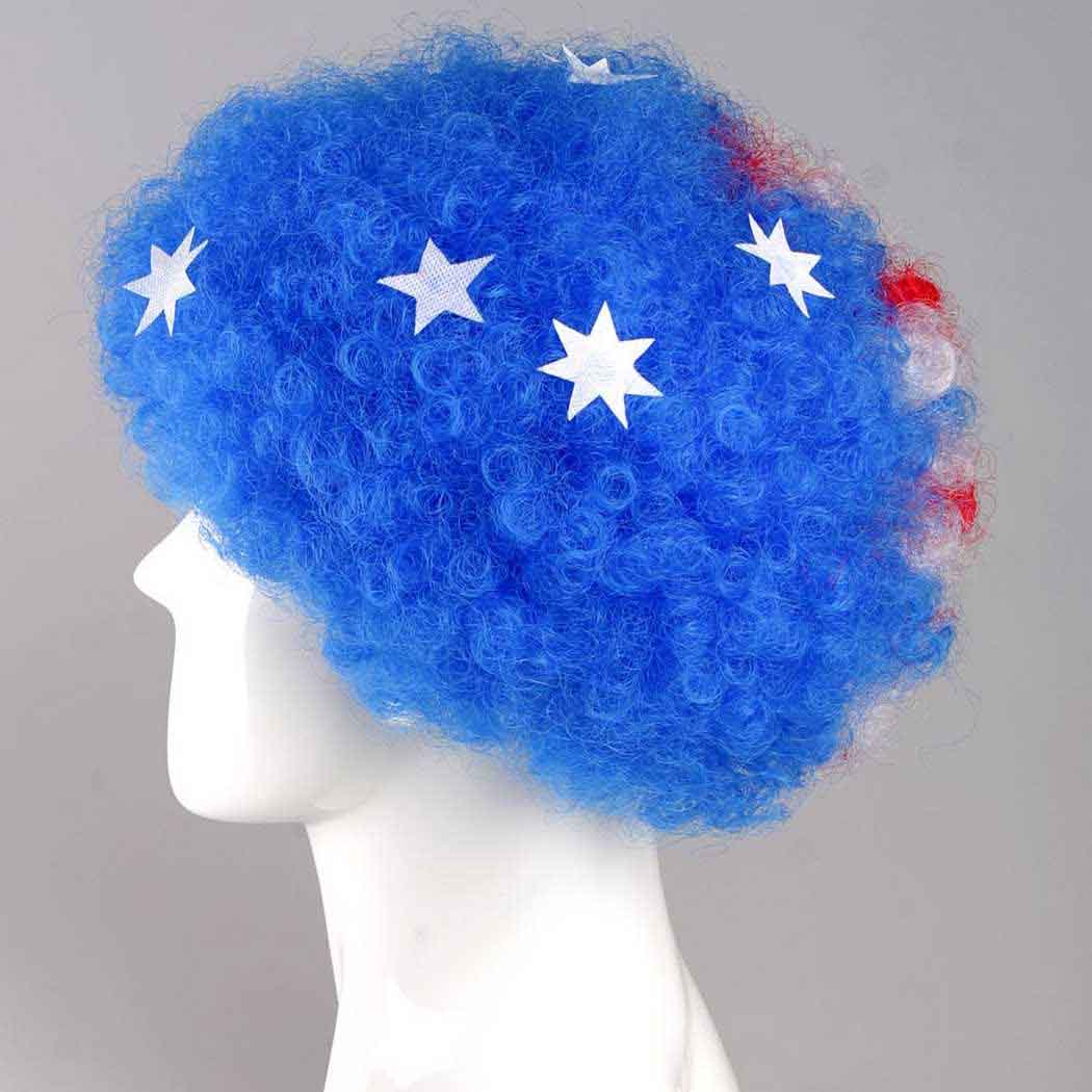 flagwigs, football wigs, fan wigs, afro wigs, mullet wigs, bob wigs, euro wigs,  premier league wigs,Australia Afro Wig
