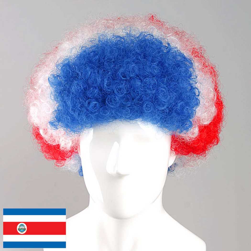 flagwigs, football wigs, fan wigs, afro wigs, mullet wigs, bob wigs, euro wigs,  premier league wigs,Costa Rica Afro Wig