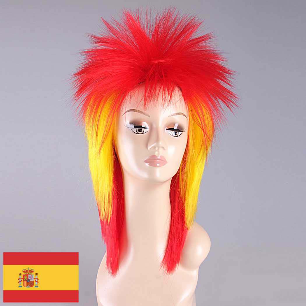 flagwigs, football wigs, fan wigs, afro wigs, mullet wigs, bob wigs, euro wigs,  premier league wigs,Spain Mullet Wig