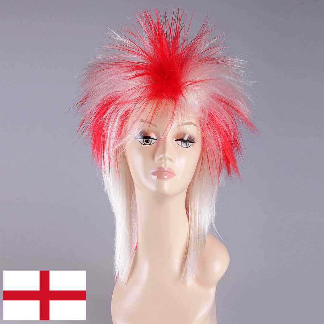 flagwigs, football wigs, fan wigs, afro wigs, mullet wigs, bob wigs, euro wigs,  premier league wigs,England Mullet Wig 