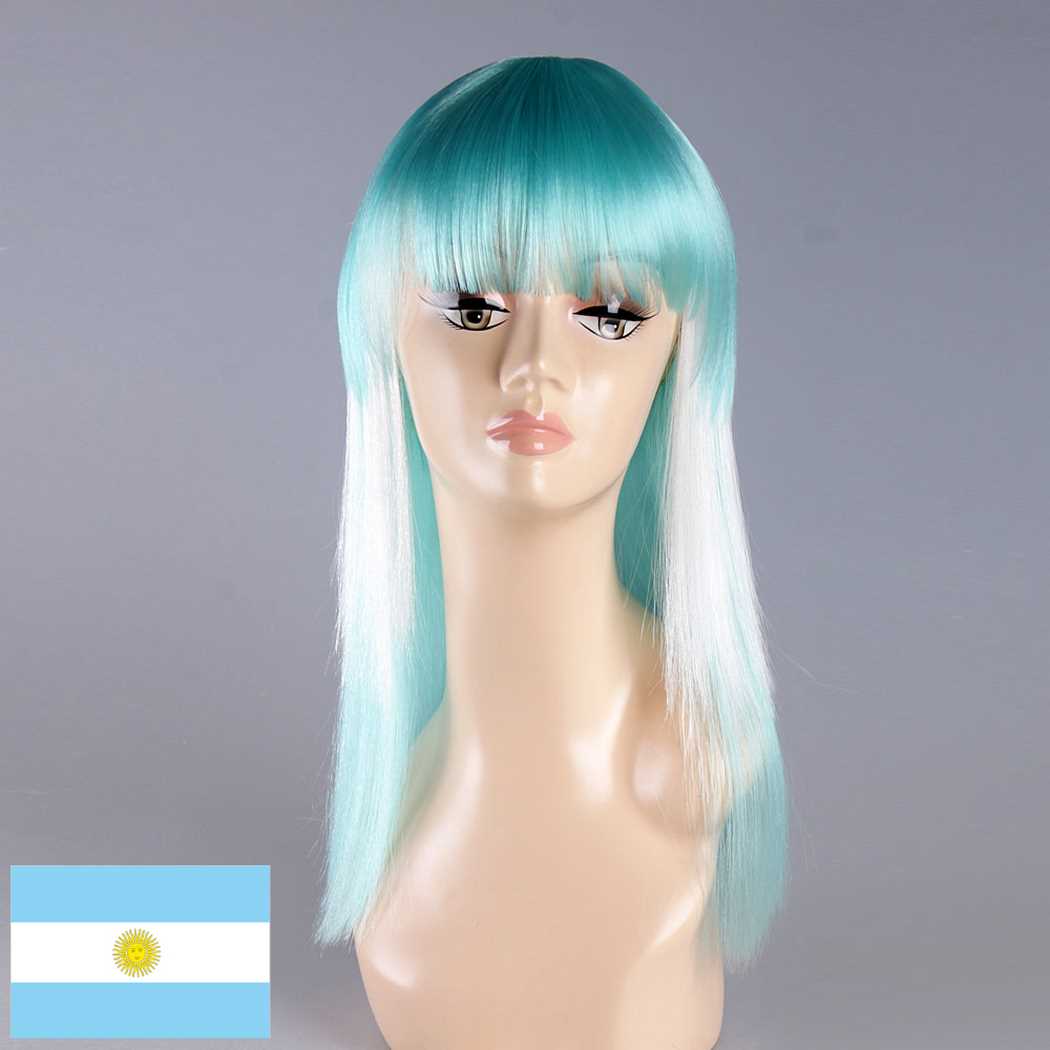 flagwigs, football wigs, fan wigs, afro wigs, mullet wigs, bob wigs, euro wigs,  premier league wigs,Argentina Long Wig